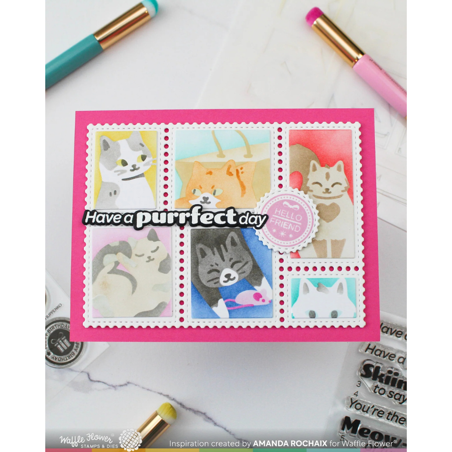 Waffle Flower - Postage Collage Meow Stencil