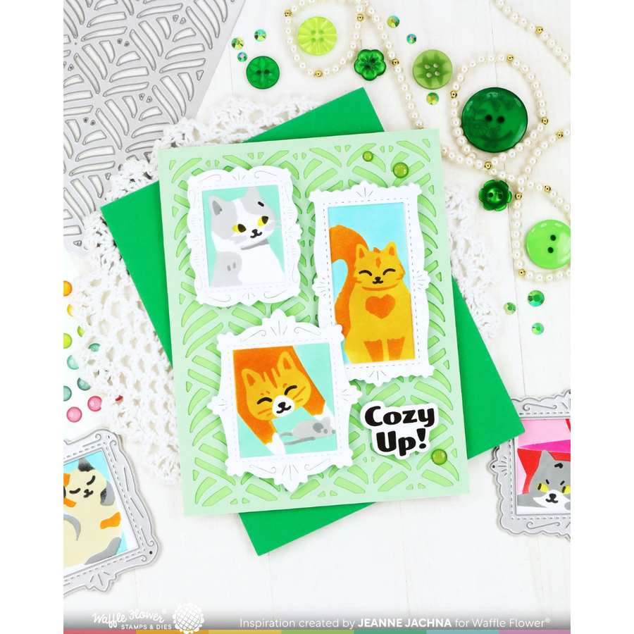 Waffle Flower - Postage Collage Meow Stencil