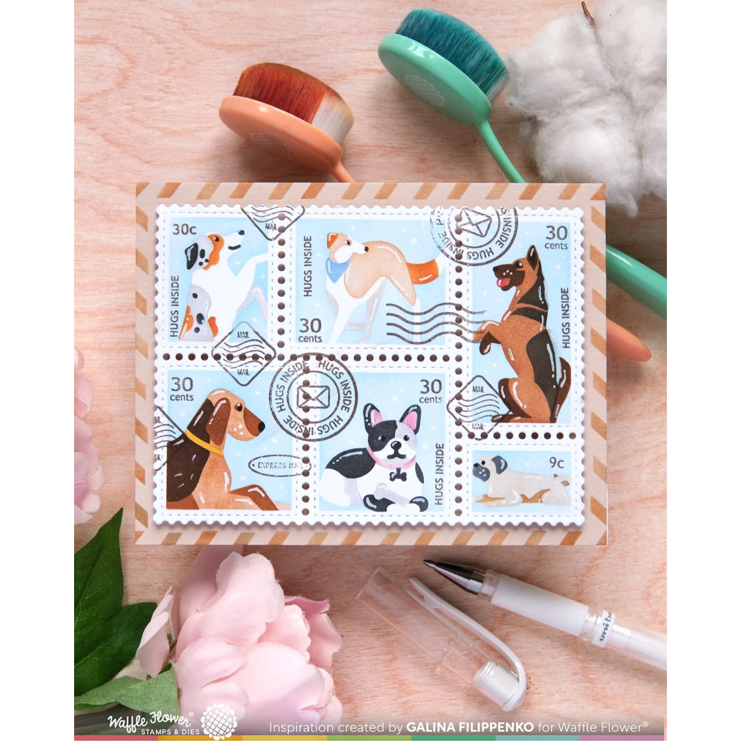 Waffle Flower - Postage Collage Woof Stencil