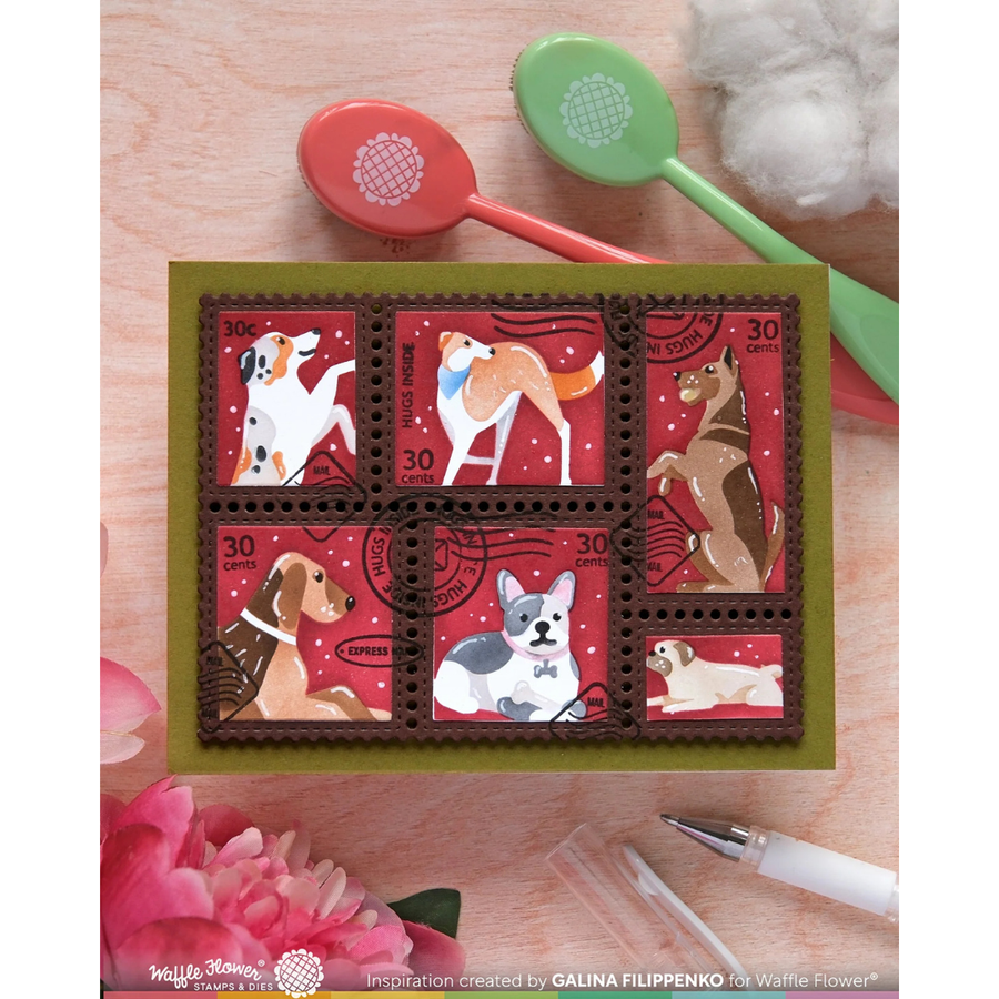 Waffle Flower - Postage Collage Woof Stencil