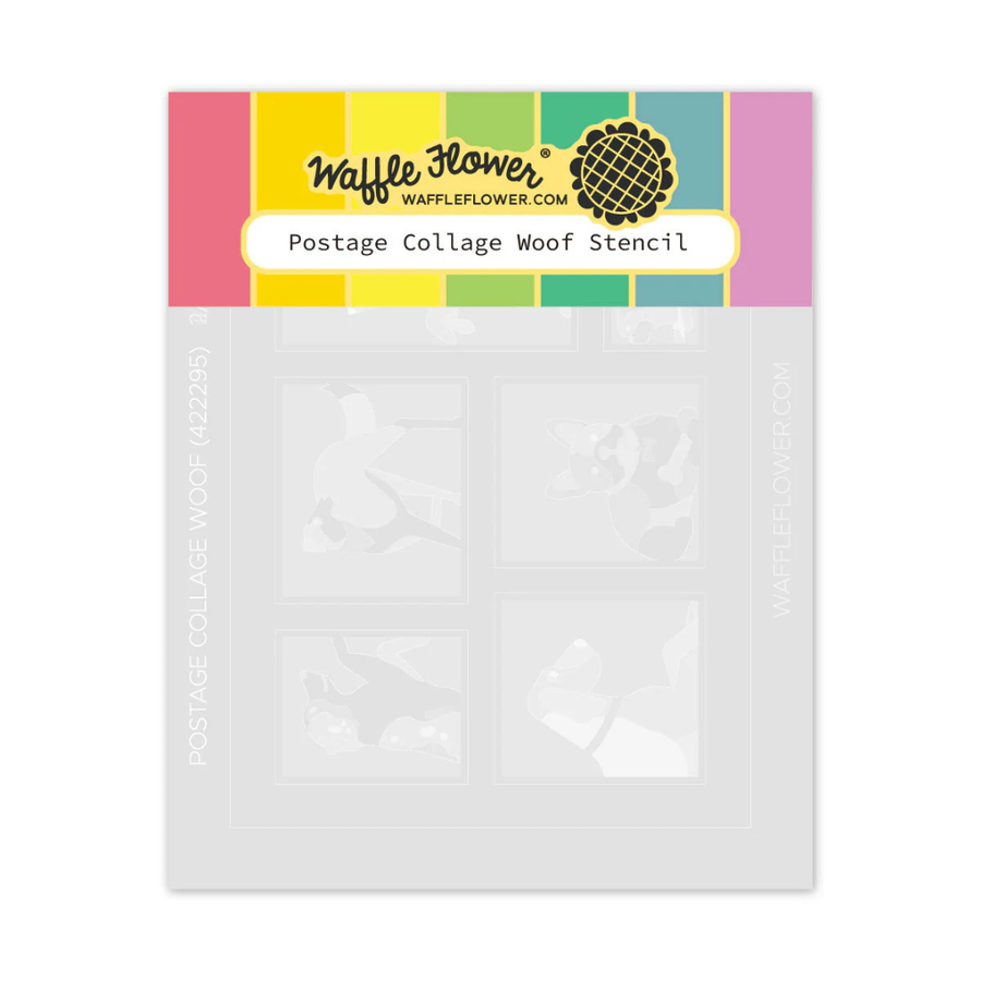 Waffle Flower - Postage Collage Woof Stencil