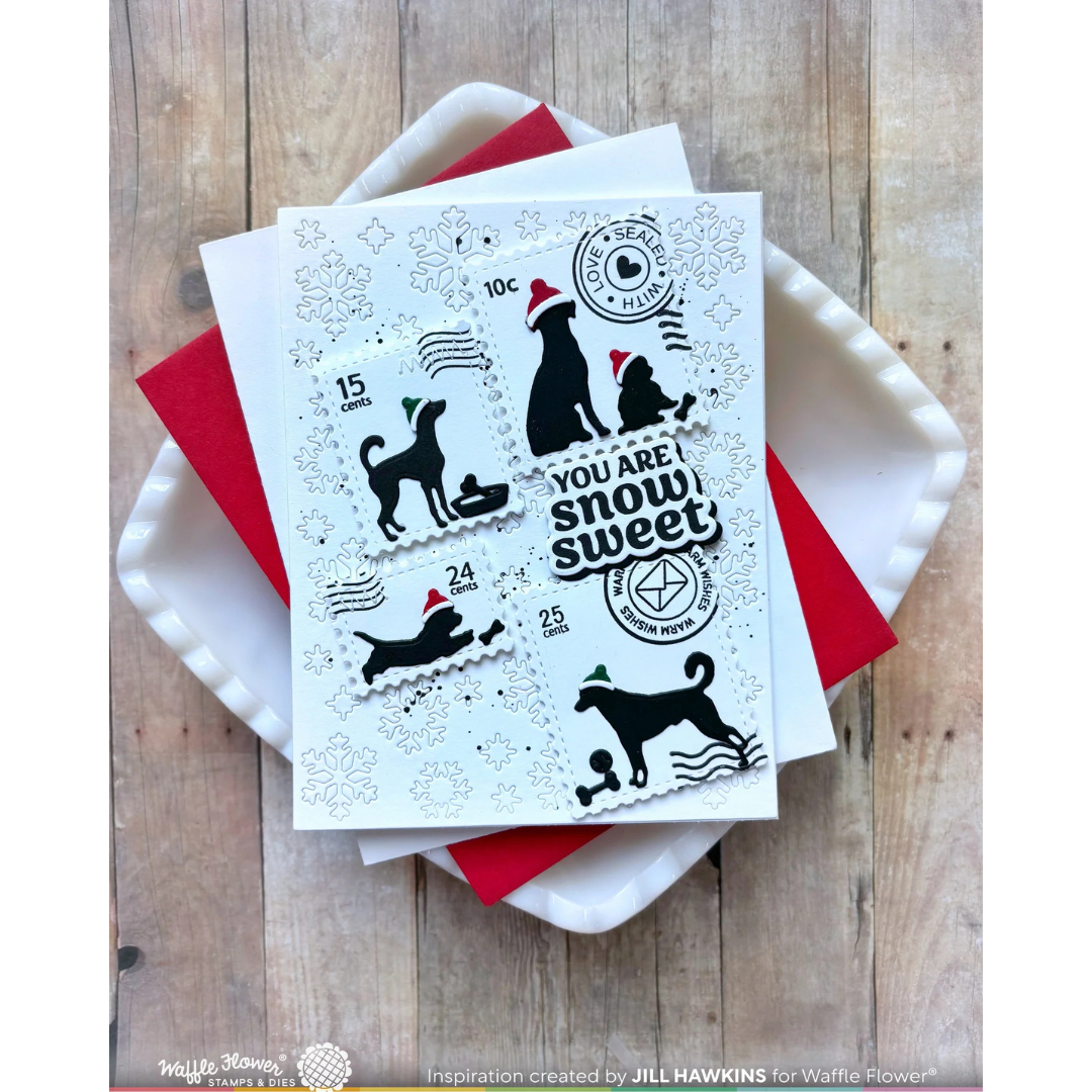 Waffle Flower - Postage Collage Dog Silhouettes Die