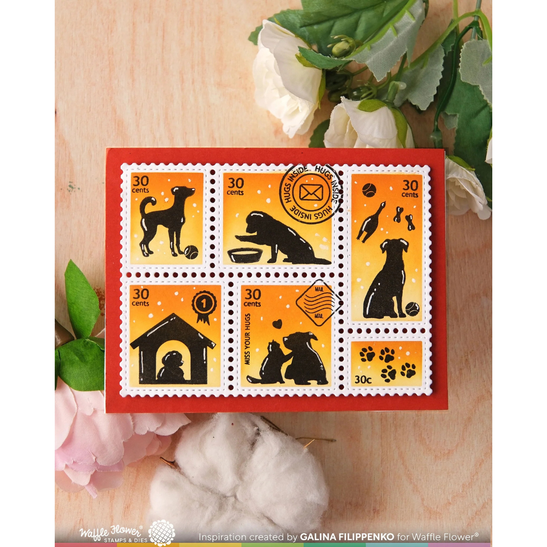 Waffle Flower - Postage Collage Dog Silhouettes Stamp Set
