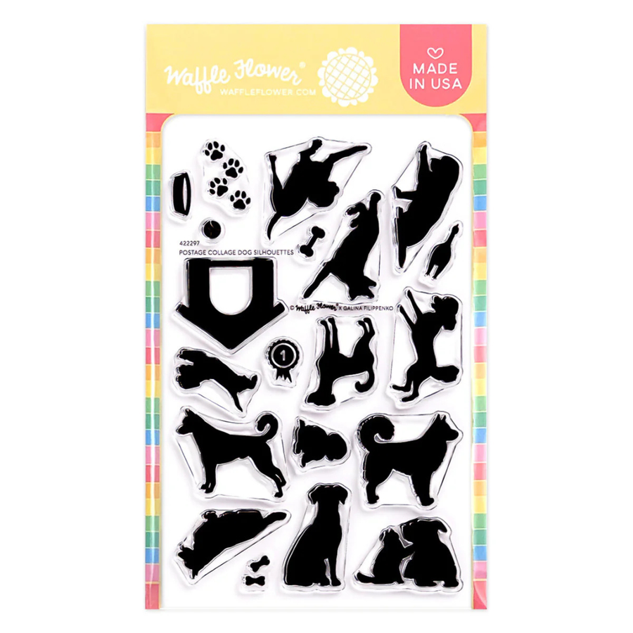 Waffle Flower - Postage Collage Dog Silhouettes Stamp Set
