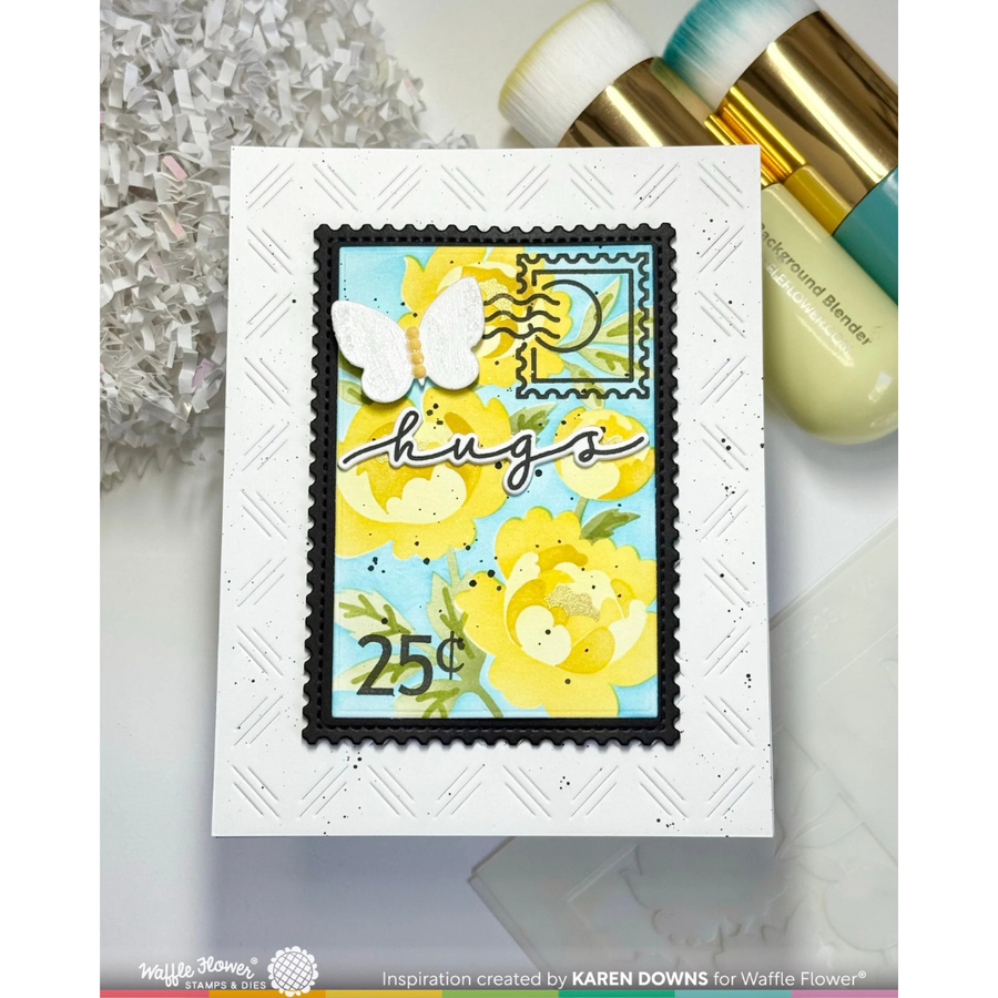 Waffle Flower - Nesting Postage Collage Peony Stencil