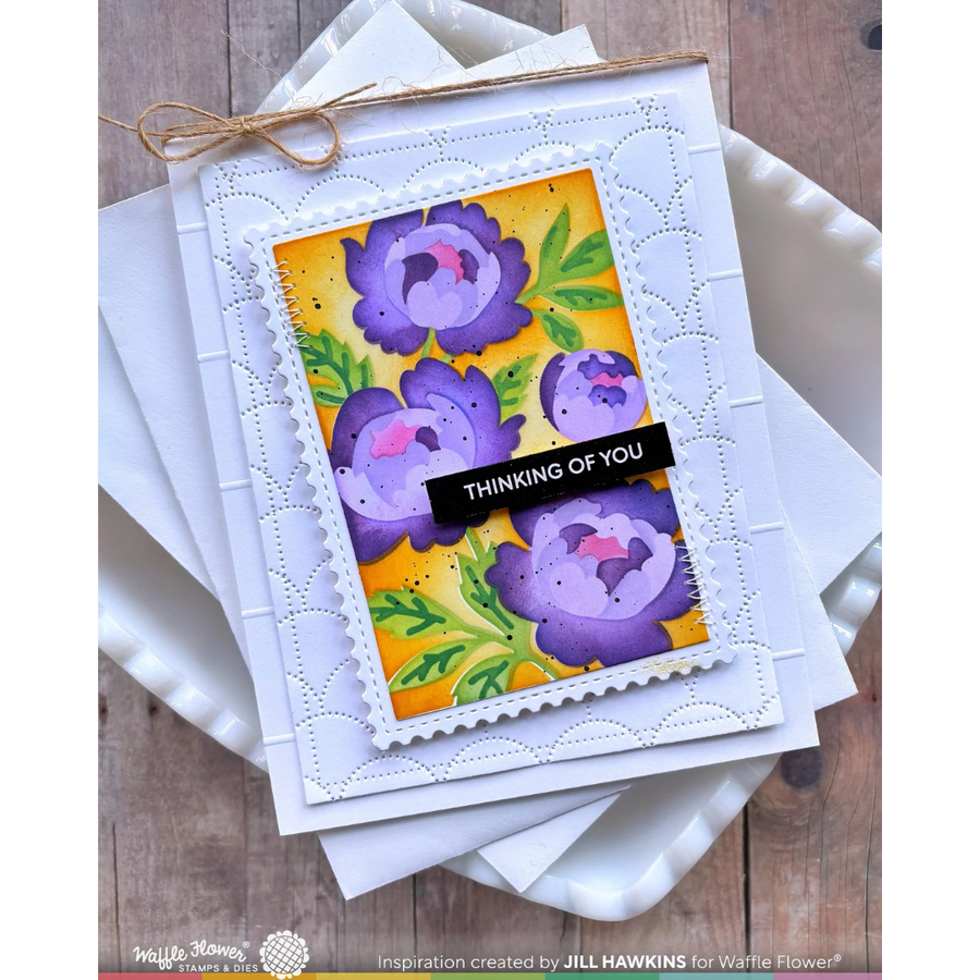 Waffle Flower - Nesting Postage Collage Peony Stencil