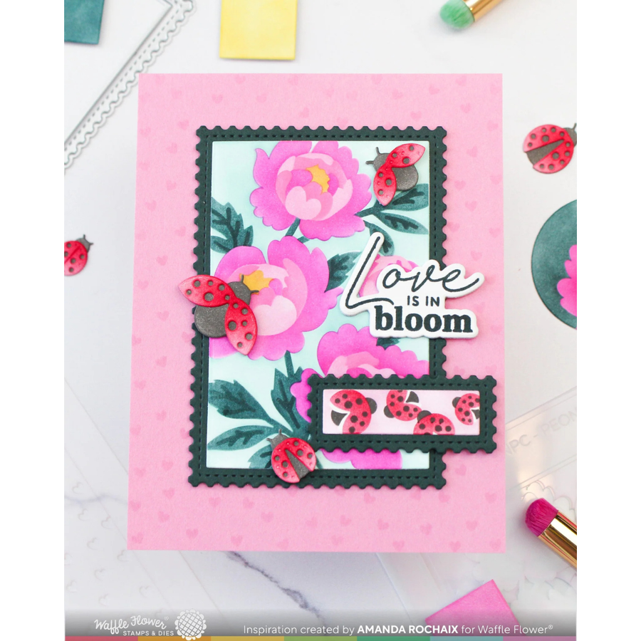 Waffle Flower - Nesting Postage Collage Peony Stencil