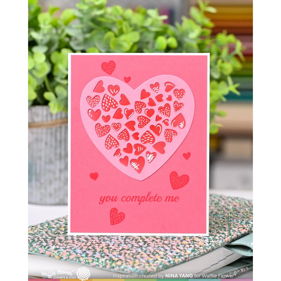 Waffle Flower - Inlaid Hearts Die-n-stencil