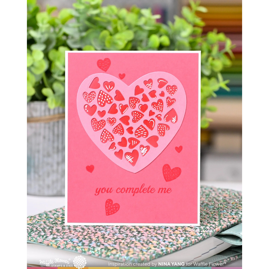 Waffle Flower - Inlaid Hearts Detail Stamp Set