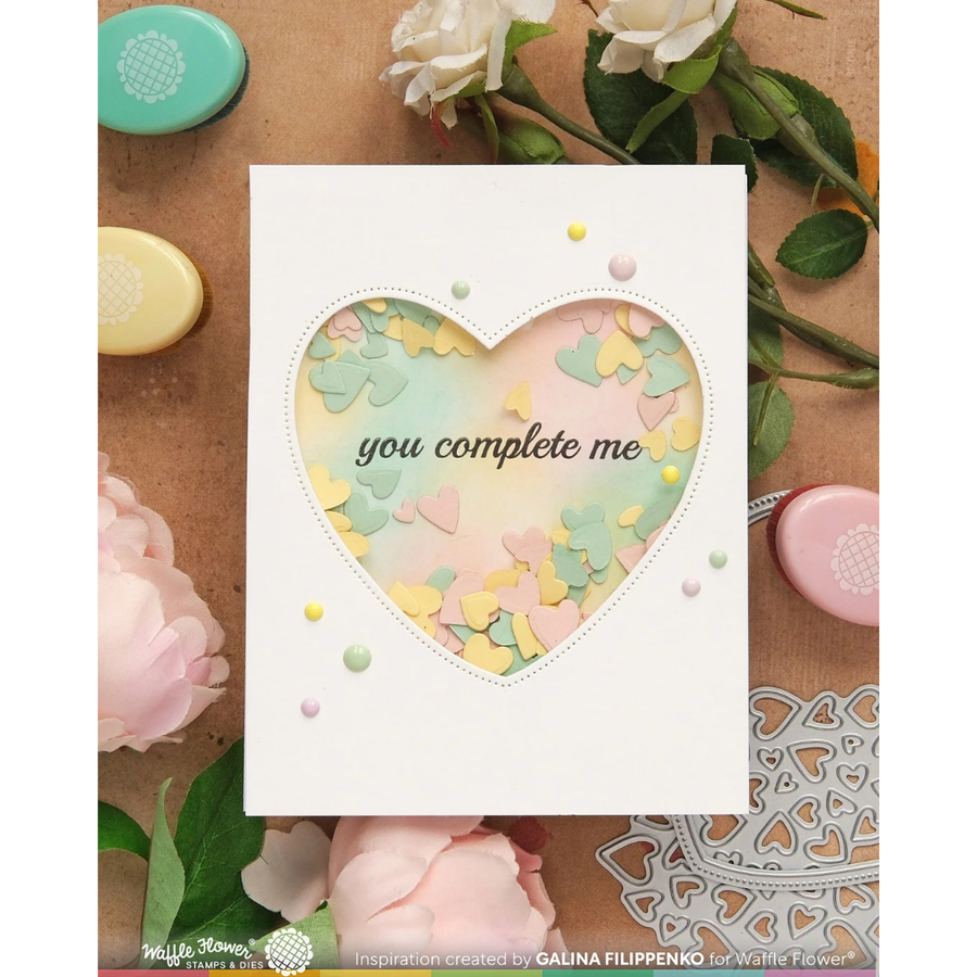 Waffle Flower - Inlaid Hearts Detail Stamp Set