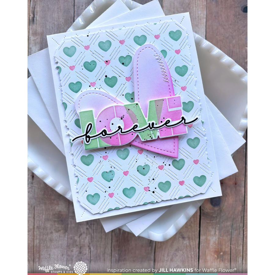 Waffle Flower - Dashed Lattice Hearts Stencil