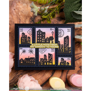 (PRE-ORDER) Waffle Flower - Postage Collage City Sunset Stamp Set