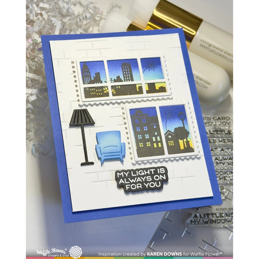 (PRE-ORDER) Waffle Flower - Postage Collage City Sunset Stamp Set