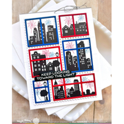 (PRE-ORDER) Waffle Flower - Postage Collage City Sunset Stamp Set