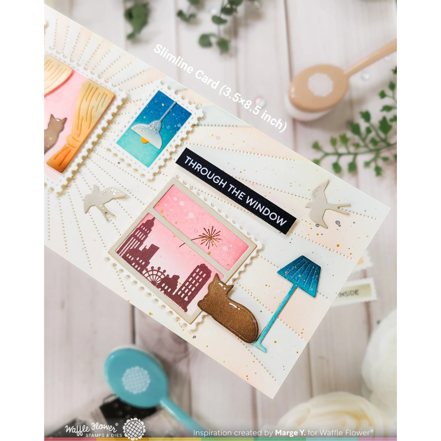 (PRE-ORDER) Waffle Flower - Postage Collage City Sunset Stamp Set