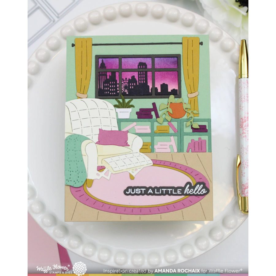 (PRE-ORDER) Waffle Flower - Postage Collage City Sunset Stamp Set