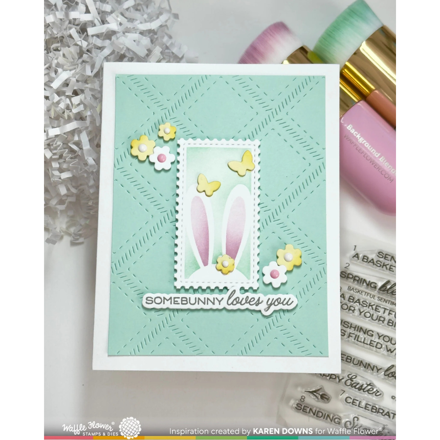 Waffle Flower - Postage Collage Egg Hunt Stencil