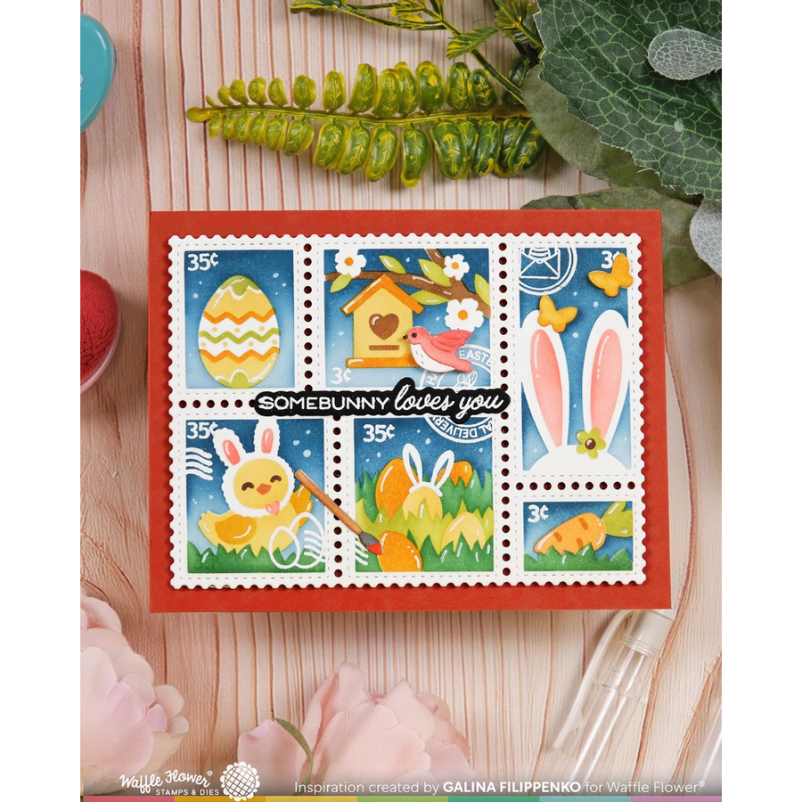Waffle Flower - Postage Collage Egg Hunt Stencil