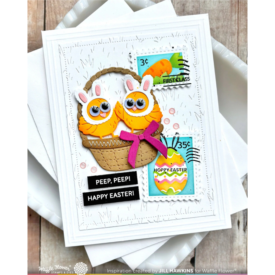 Waffle Flower - Postage Collage Egg Hunt Stencil