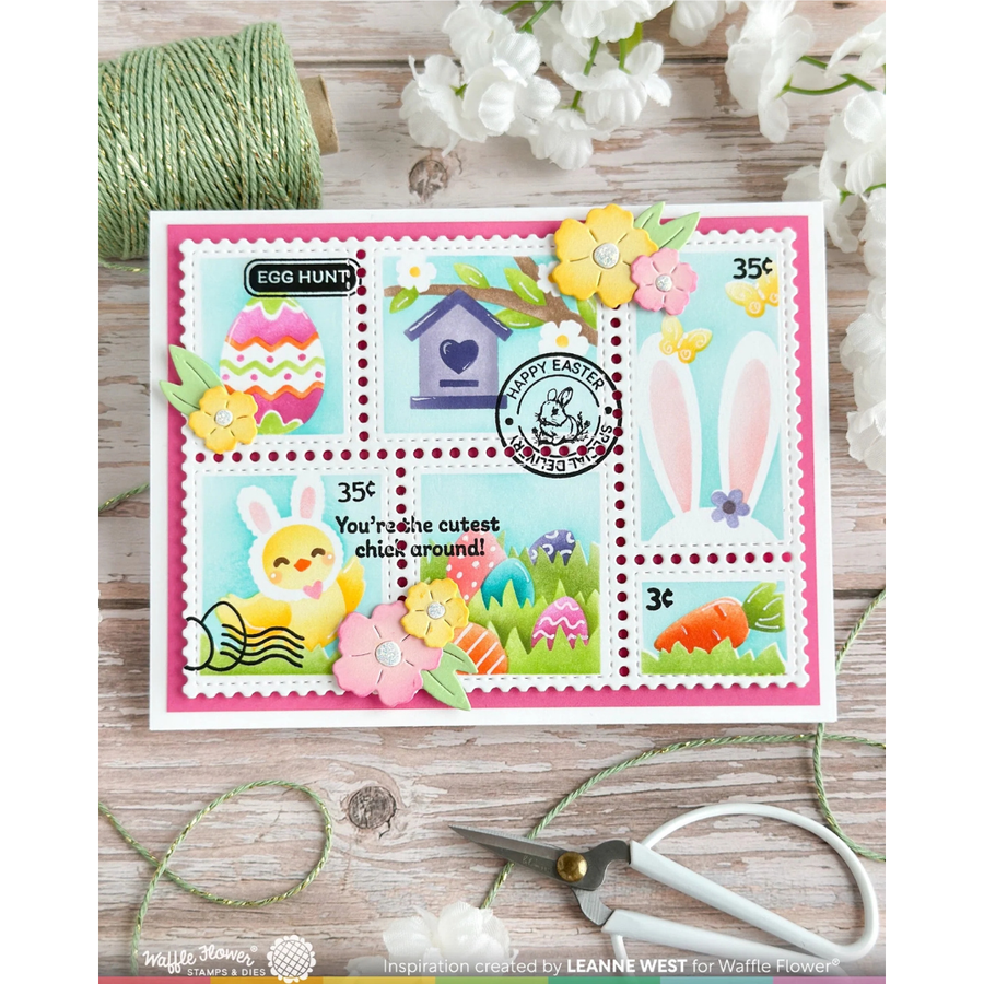 Waffle Flower - Postage Collage Egg Hunt Stamp Set