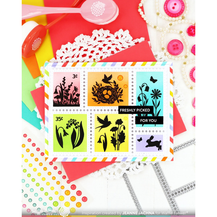 Waffle Flower - Postage Collages Spring Silhouettes Stamp Set