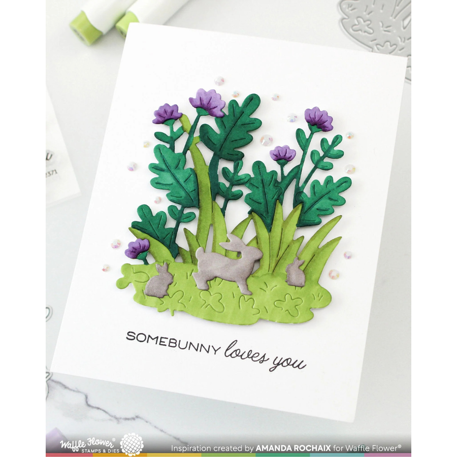 Waffle Flower - Postage Collage Bunny Silhouettes Die