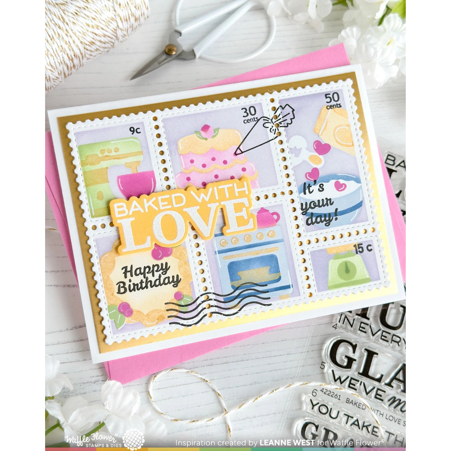 Waffle Flower - Postage Collage Piped Letters Stamp Set