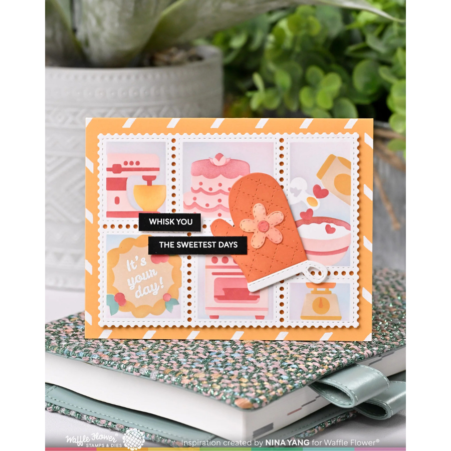 Waffle Flower - Postage Collage Piped Letters Stamp Set