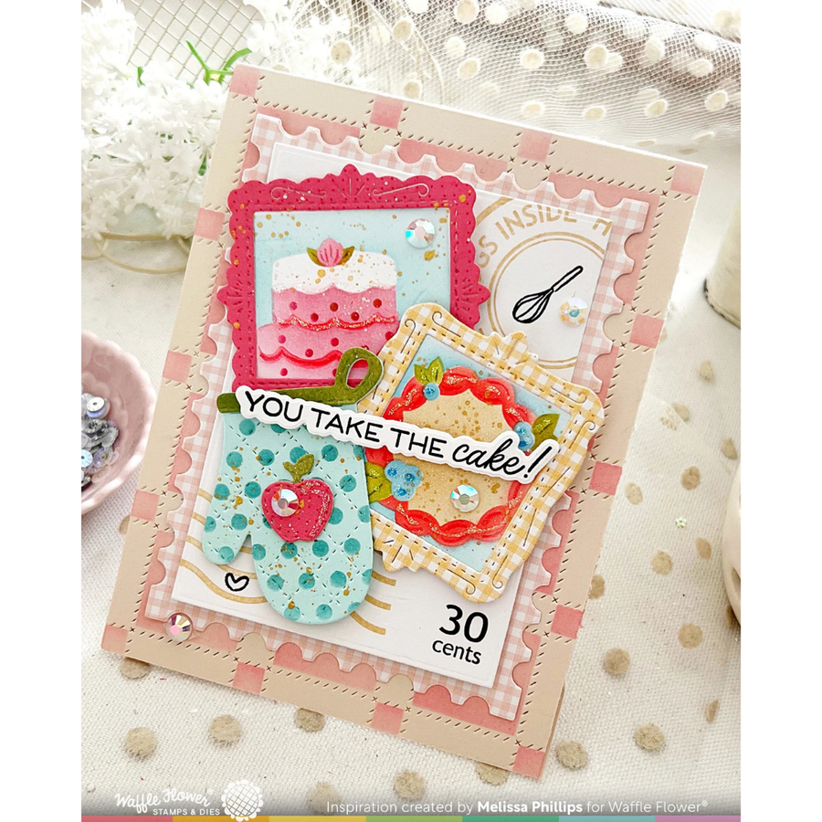 Waffle Flower - Postage Collage Baking Fun Stencil