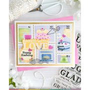 Waffle Flower - Postage Collage Baking Fun Stencil