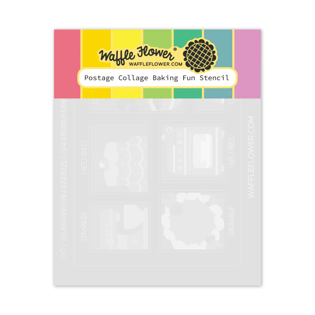 Waffle Flower - Postage Collage Baking Fun Stencil
