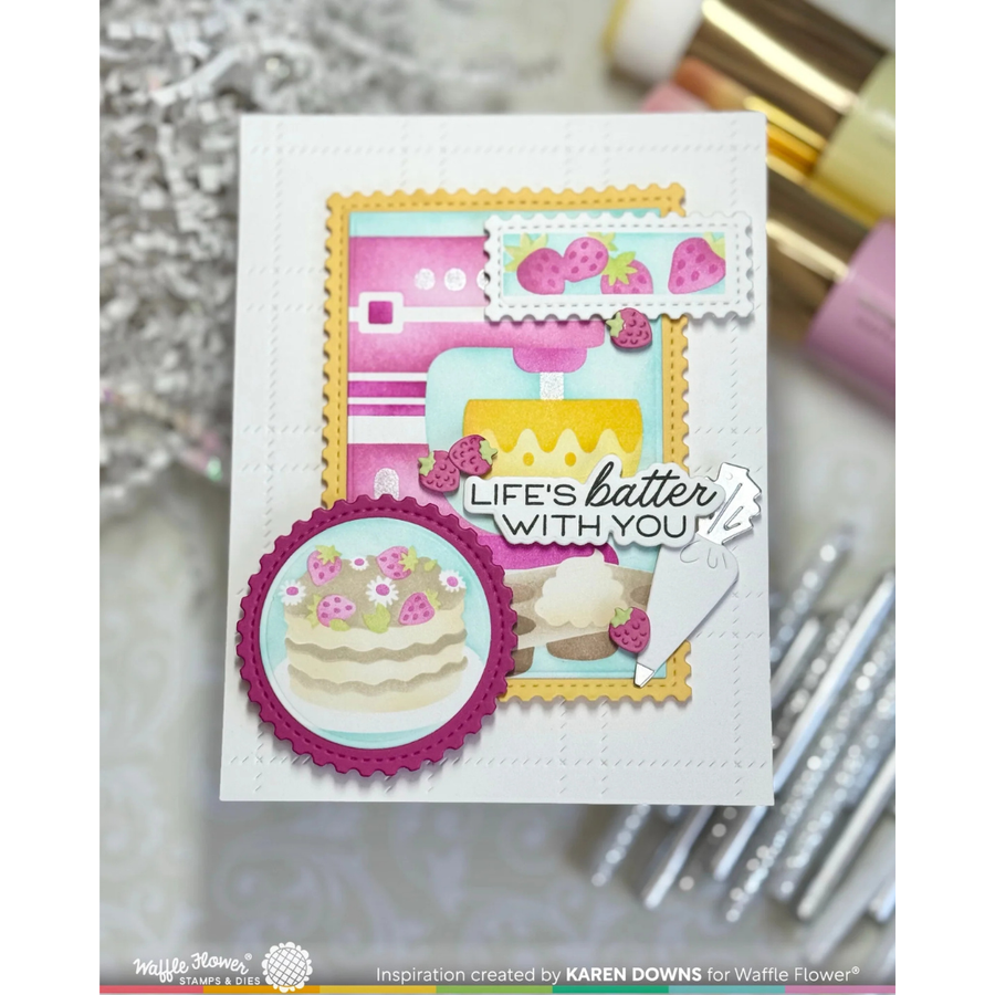 Waffle Flower - Nesting Postage Collage Baking Fun Stencil