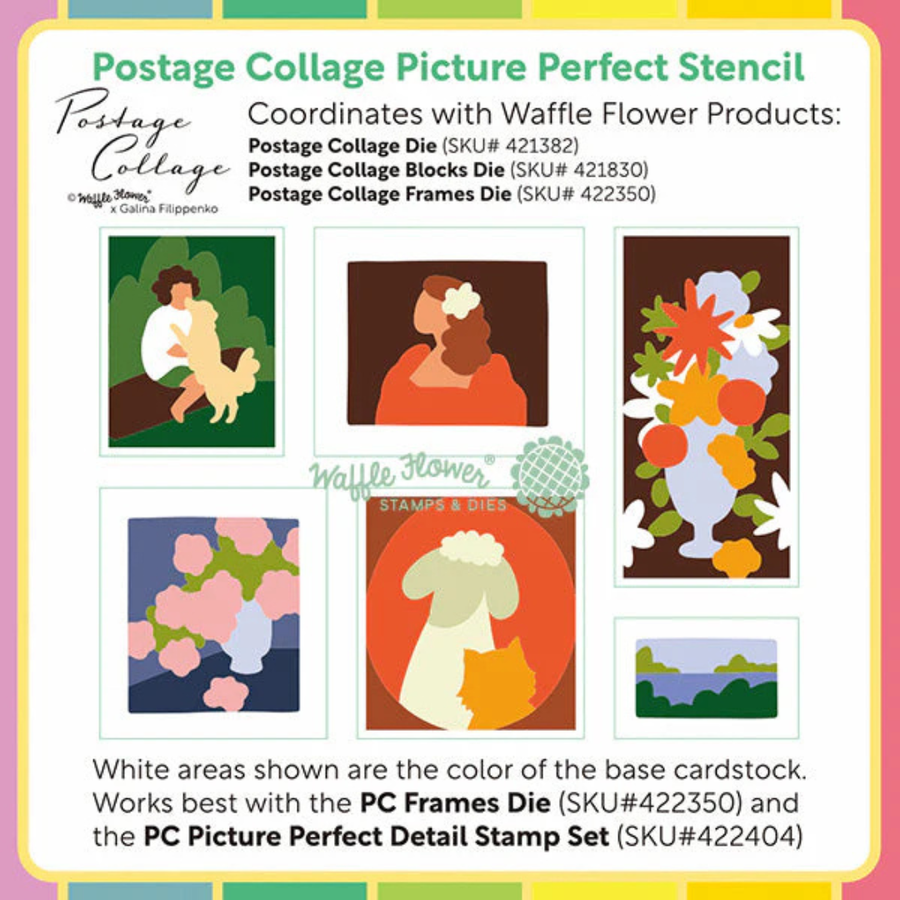 Waffle Flower - Postage Collage Picture Perfect Stencil