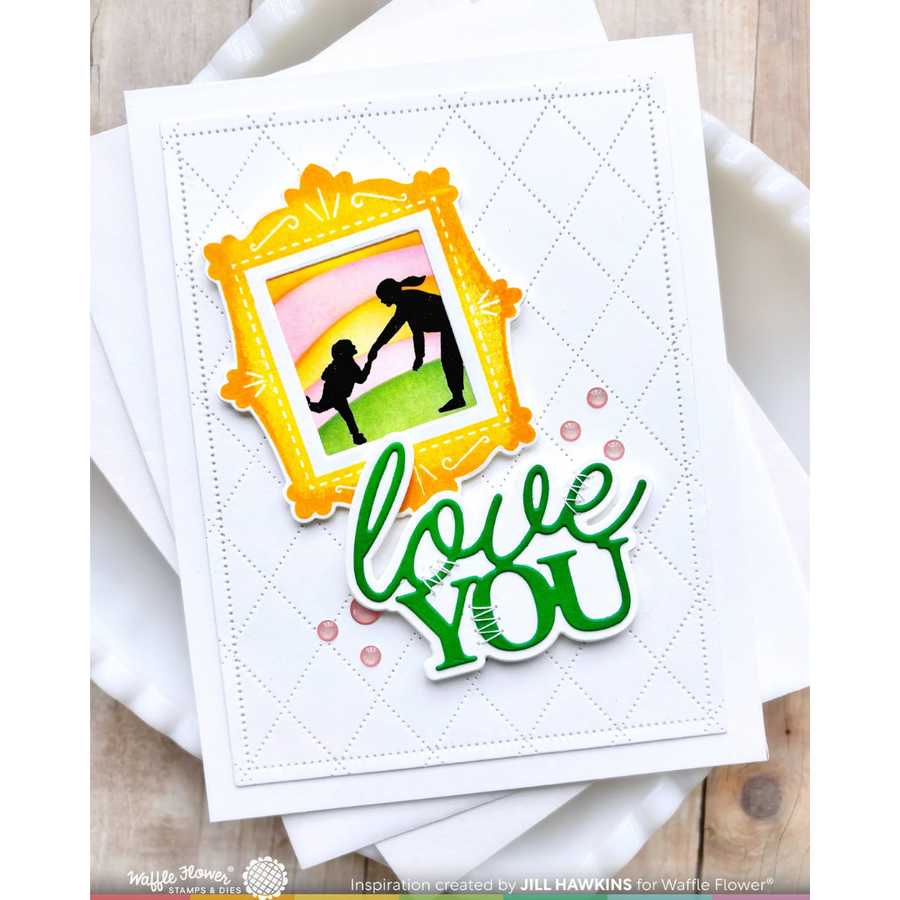 Waffle Flower - Postage Collage Wavy Lines Stencil