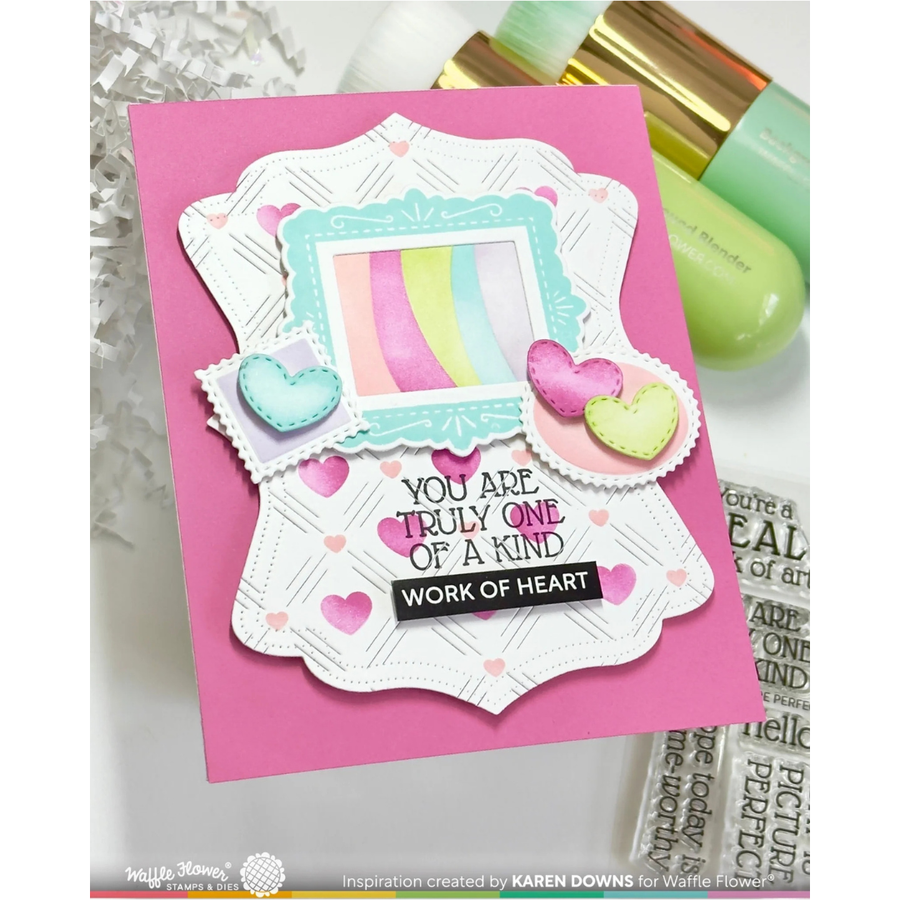Waffle Flower - Postage Collage Wavy Lines Stencil
