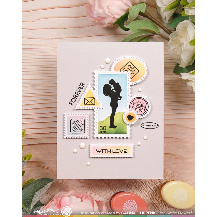 Waffle Flower - Postage Collage Wavy Lines Stencil