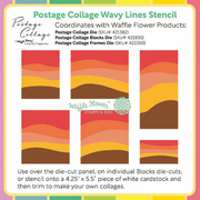 Waffle Flower - Postage Collage Wavy Lines Stencil