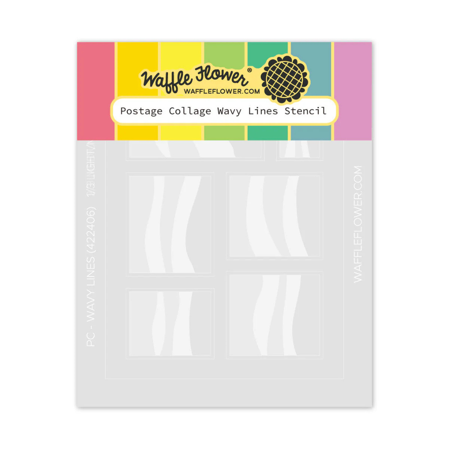 Waffle Flower - Postage Collage Wavy Lines Stencil