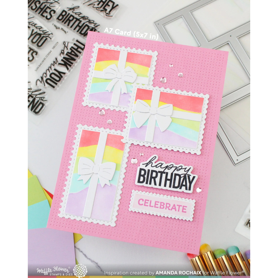 Waffle Flower - Postage Collage A7 Inner Blocks Stencil