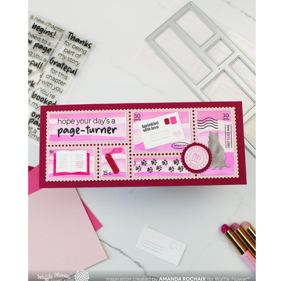 Waffle Flower - Postage Collage Slimline Inner Blocks Stencil