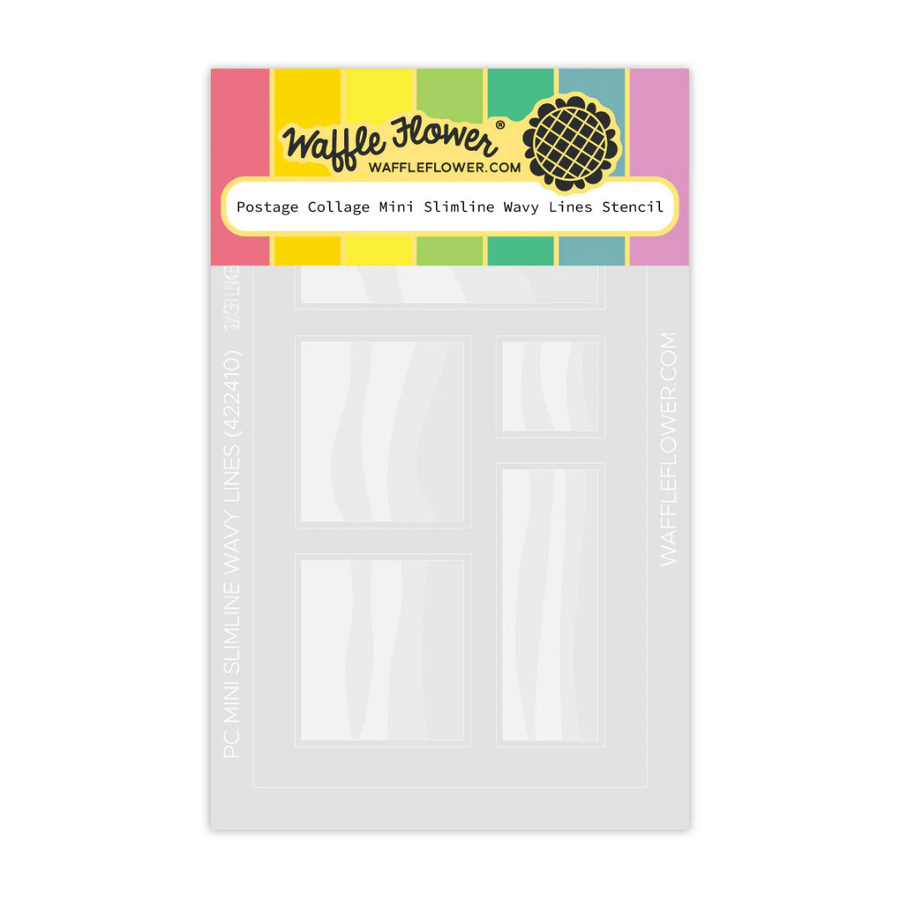 Waffle Flower - Postage Collage Mini Slimline Wavy Lines Stencil