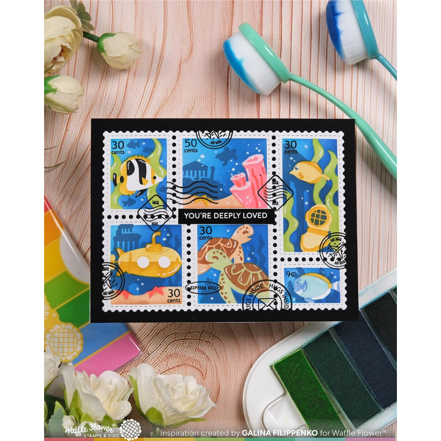 (PRE-ORDER) Waffle Flower - Postage Collage Under the Sea Stencil