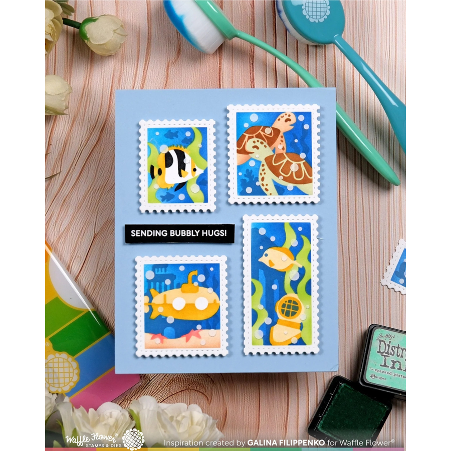 (PRE-ORDER) Waffle Flower - Postage Collage Under the Sea Stencil
