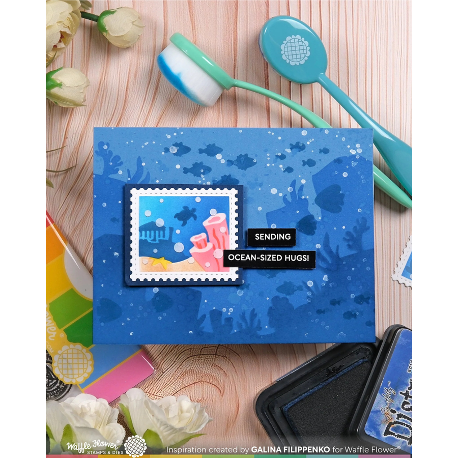 (PRE-ORDER) Waffle Flower - Postage Collage Under the Sea Stencil