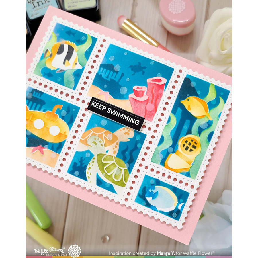(PRE-ORDER) Waffle Flower - Postage Collage Under the Sea Stencil