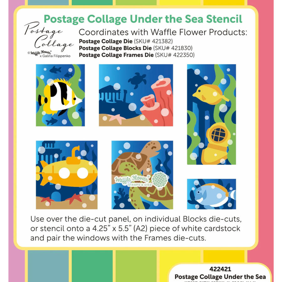 (PRE-ORDER) Waffle Flower - Postage Collage Under the Sea Stencil