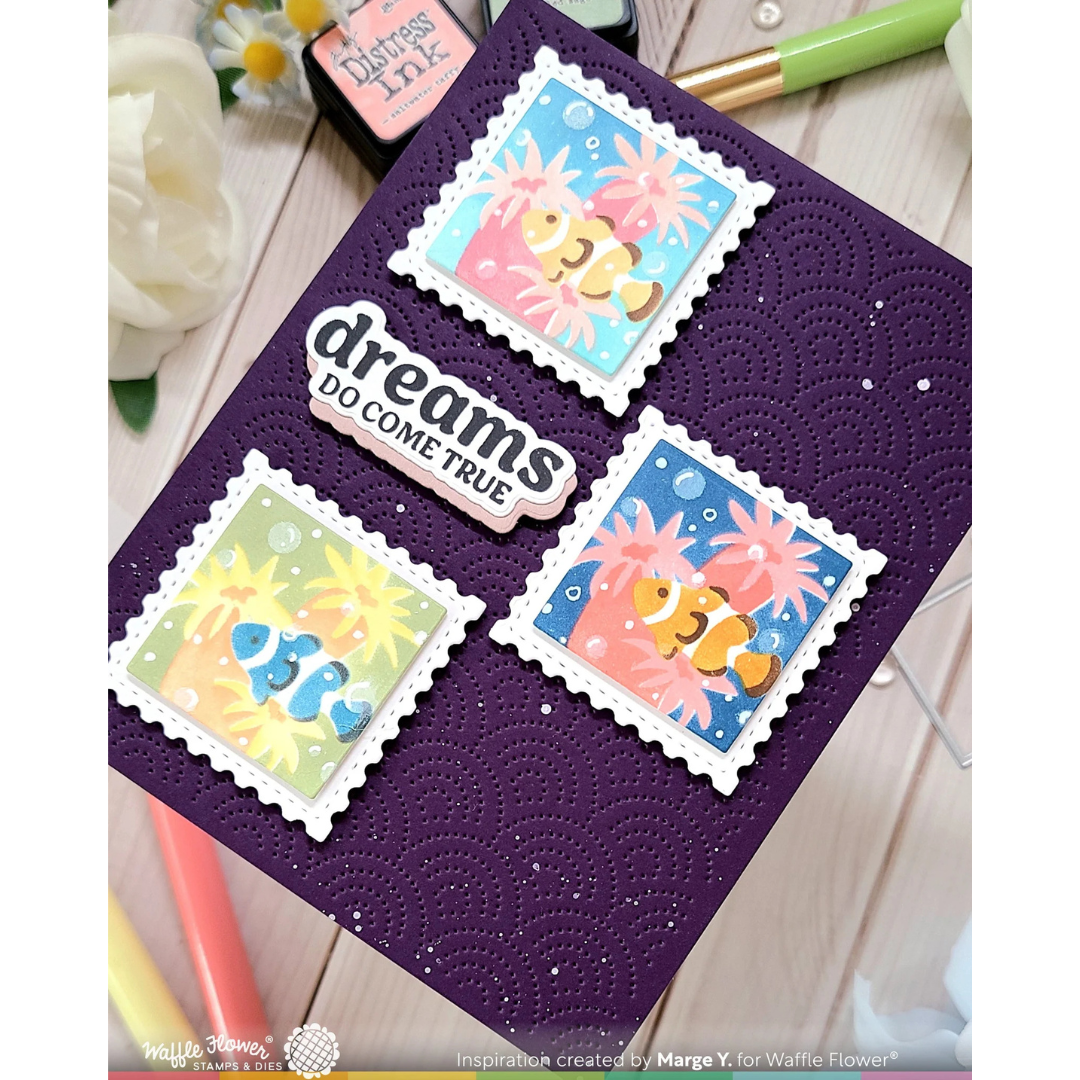 Waffle Flower - Square Postage Coral Stencil