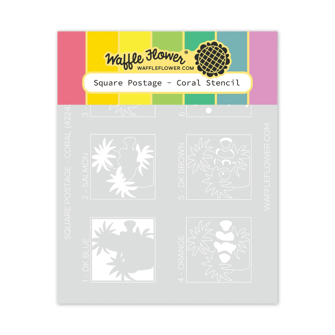 Waffle Flower - Square Postage Coral Stencil