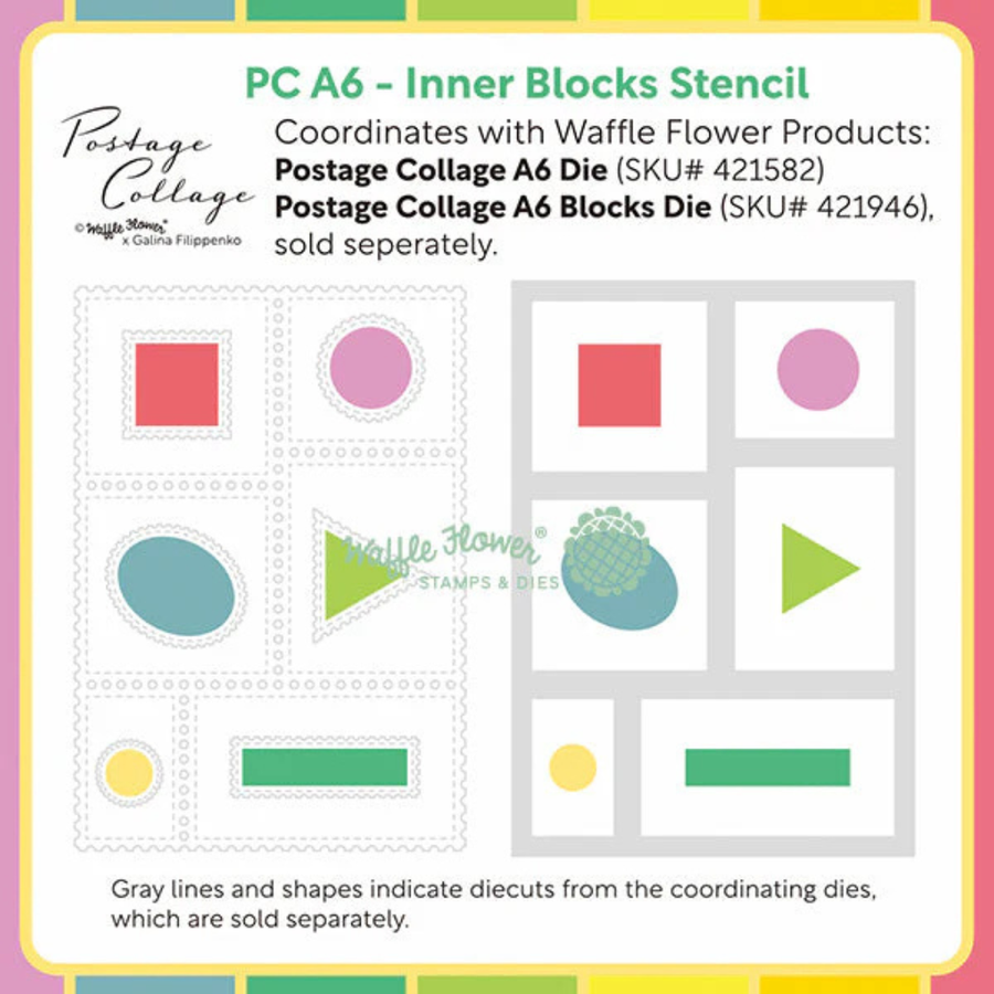 Waffle Flower - Postage Collage A6 Inner Blocks Stencil