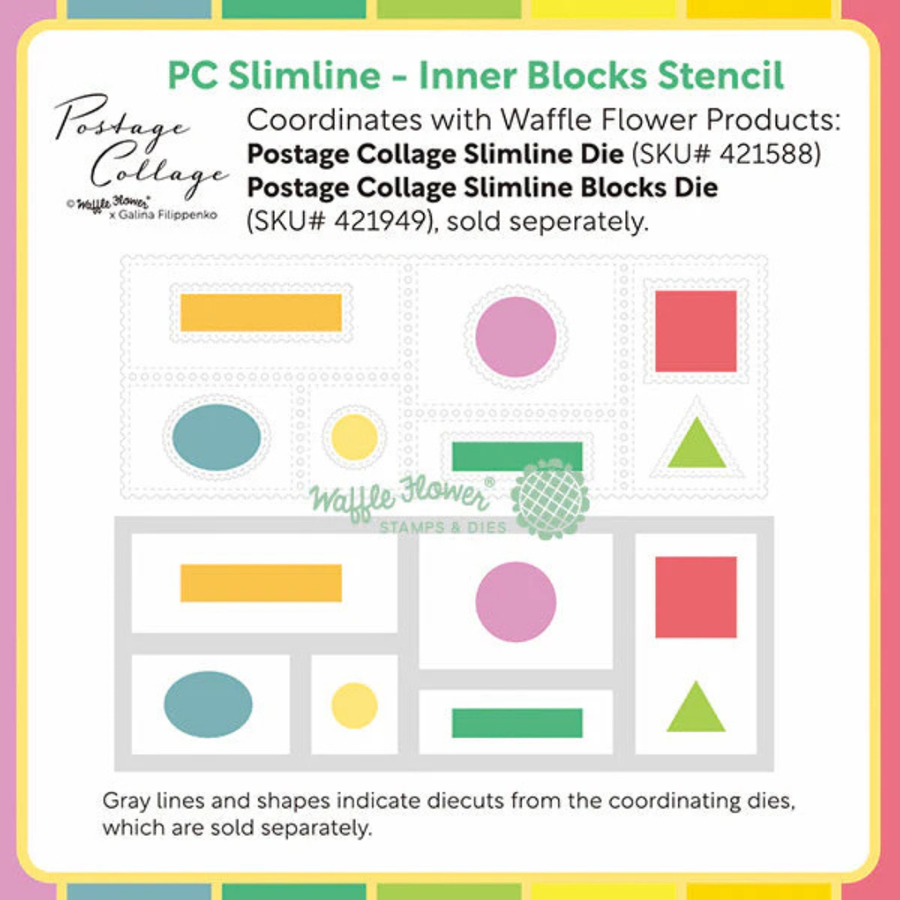 Waffle Flower - Postage Collage Slimline Inner Blocks Stencil